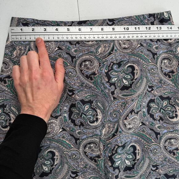 Ann Taylor Womens Pencil Skirt Paisley Pattern Back Slit Blue Size 4 - Picture 6 of 7